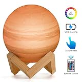 15 cm Júpiter Planet Lámpara, AMZJUPWM 3D Impresión 16 Colores con Soporte, Control Táctil y Portátil USB Recargable para Decoración del Hogar y Regalos para Niños, Amigos, Amantes (Júpiter)